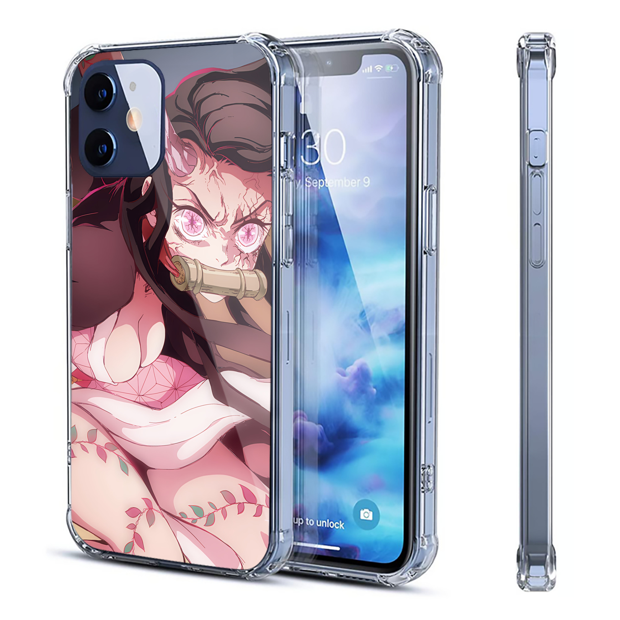 （画像用） 鬼滅の刃（きめつのやいば）竈門 禰󠄀豆子／かまど ねずこ Kamado Nezuko 【iPhone 12シリーズ対応】透明スマホケース（クリアソフトケース）